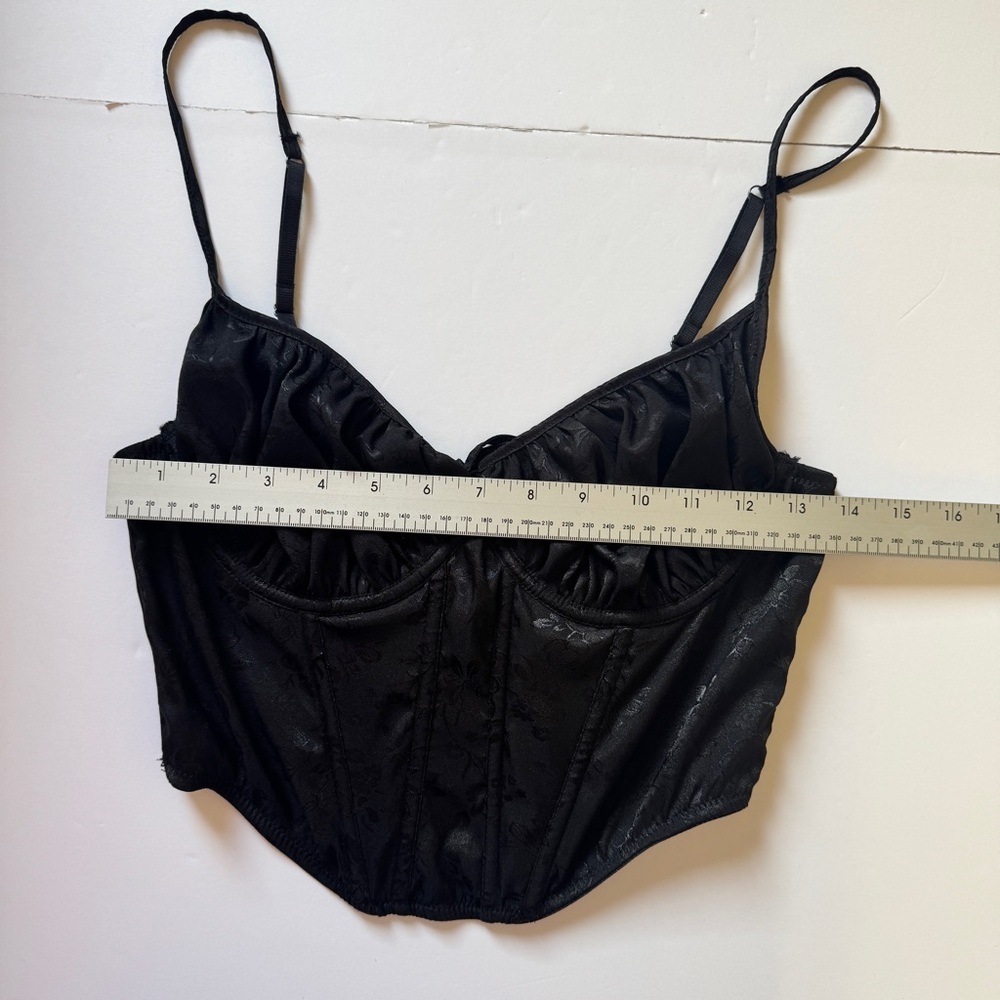 Urban Outfitters Out From Under Devon Satin Corset Black Bra Top Sz L - Picture 7 of 14